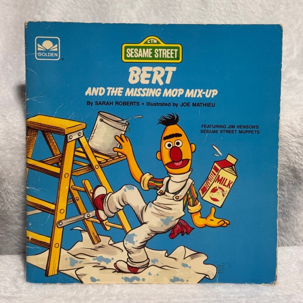 Golden‎ Bert and the Missing Mop Mix-Up Sesame Street 1983 Softcover Blue
